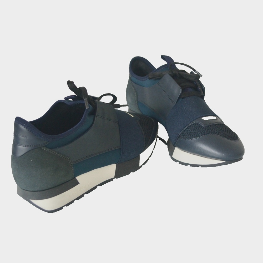 NEW BALENCIAGA WOMENS LEATHER MESH SUEDE RACE RUNNER LOW TOP SNEAKERS - Picture 7 of 9